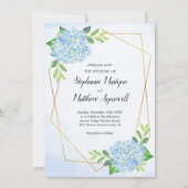 Modern Geometric Blue Hydrangea Wedding Kaart (Voorkant)