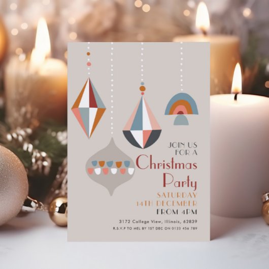 Modern Geometric Christmas Party  Kaart