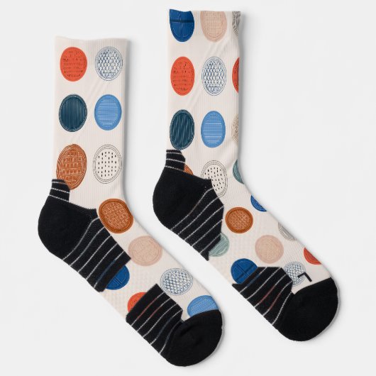 Modern Geometric Coin Pattern Socks Sokken (Rechts)
