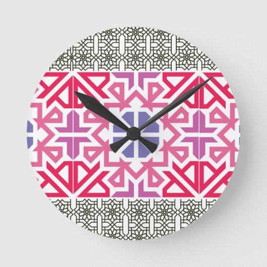 Modern Geometric colorful Boho Pattern Ronde Klok (Voorkant)