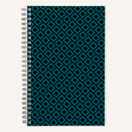 Modern Geometric Diamond Pattern in Deep Teal Notitieboek