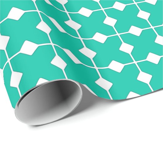 Modern Geometric, Diamonds - Turquoise Cadeaupapier (Rol Hoek)