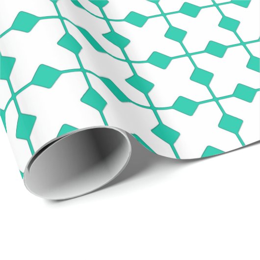 Modern Geometric, Diamonds - Turquoise en white Cadeaupapier (Rol Hoek)