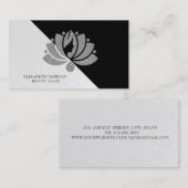 Modern Geometric, Elegant Silver Glitter Lotus Visitekaartje (Voorkant / Achterkant)
