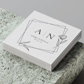 Modern Geometric Floral Monogram Wedding Napkins Servet