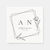 Modern Geometric Floral Monogram Wedding Napkins Servet (Voorkant)