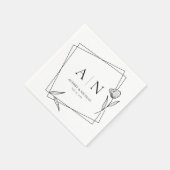 Modern Geometric Floral Monogram Wedding Napkins Servet (Hoek)
