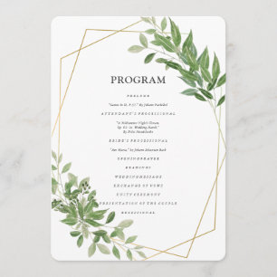 Modern Geometric Foliage Wedding Programma