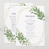 Modern Geometric Foliage Wedding Programma (Voorkant / Achterkant)