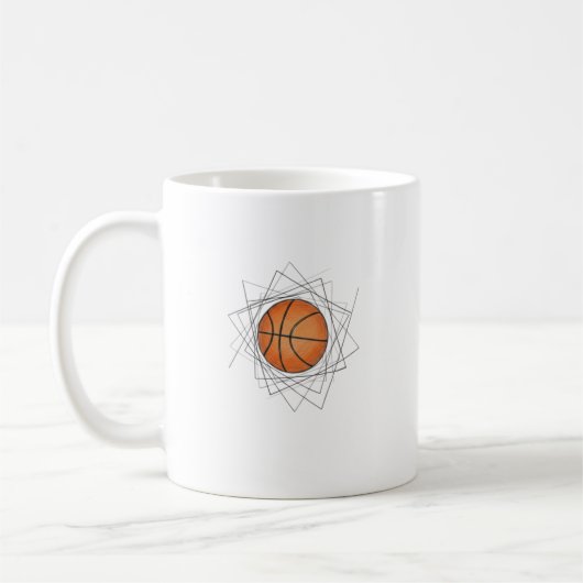 Modern Geometric Frame Basketball Art Mug (Gauche)
