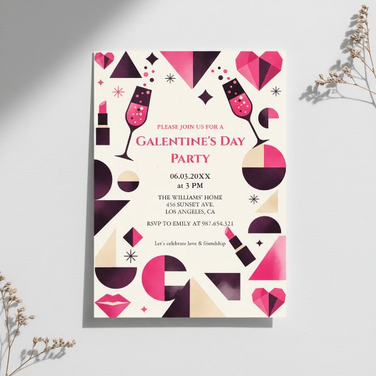 Modern Geometric Galentine's Invitation