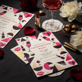 Modern Geometric Galentine's Invitation Kaart