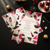 Modern Geometric Galentine's Invitation Kaart