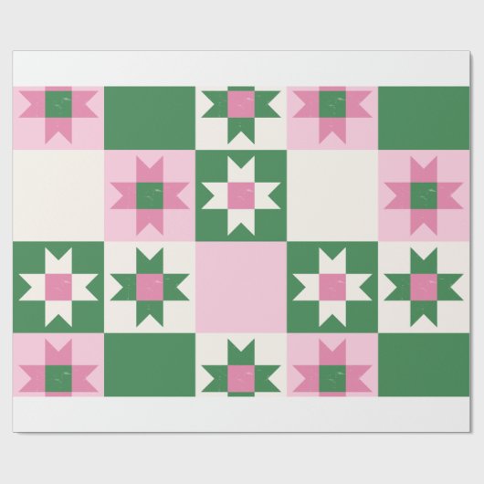 Modern Geometric Gift Wrapping Paper – Pink & Gree Cadeaupapier (Vlak)