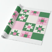 Modern Geometric Gift Wrapping Paper – Pink & Gree Cadeaupapier (Uitgerold)