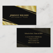 Modern Geometric Gold & Black Afstuderen student Contactkaartje (Voorkant / Achterkant)
