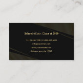 Modern Geometric Gold & Black Afstuderen student Contactkaartje (Achterkant)