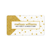Modern Geometric Gold Glitter & Hearts Pattern Etiket (Voorkant)