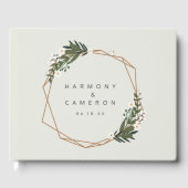 Modern Geometric Gold Lijst Greenery Wedding Gastenboek (Voorkant)