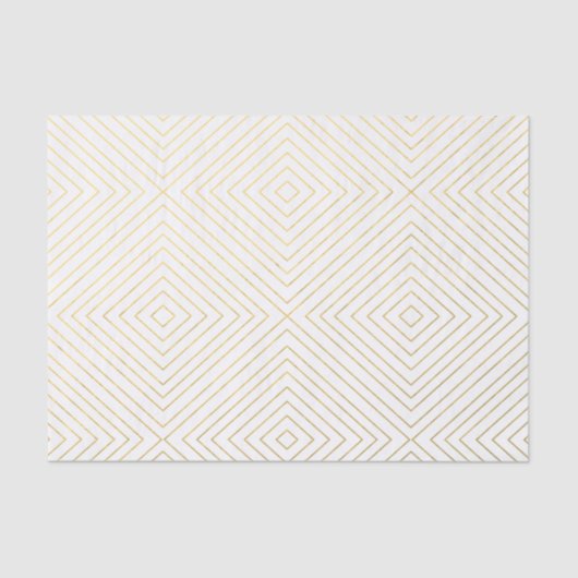 Modern Geometric Gold Squares Patroon op witte kol Tissuepapier (Voorkant)