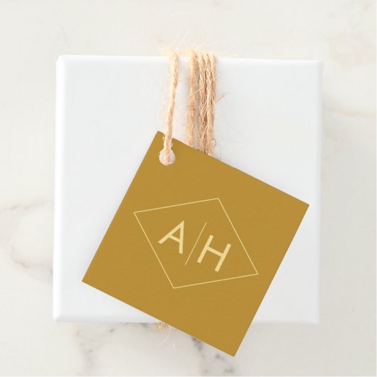 Modern Geometric Gold Wedding Favor Label, Initial Bedankjes Labels (In situ)