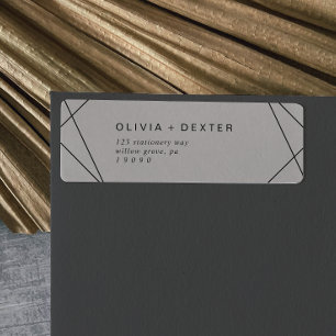Modern Geometric Gray Return Address Label