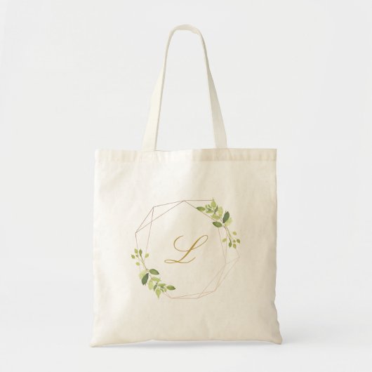 Modern Geometric Greenery Monogram Bridesmaid Tote Bag (Voorkant)
