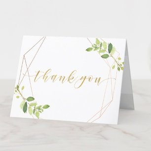 Modern Geometric Greenery Personalized Wedding Bedankkaart