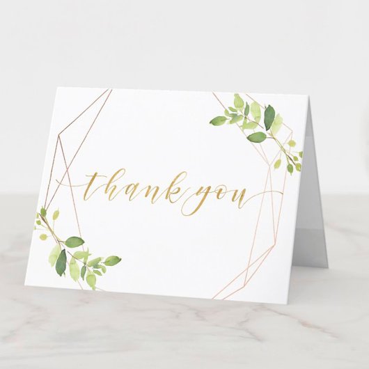 Modern Geometric Greenery Personalized Wedding Bedankkaart