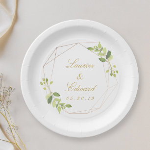 Modern Geometric Greenery Personalized Wedding Papieren Bordje