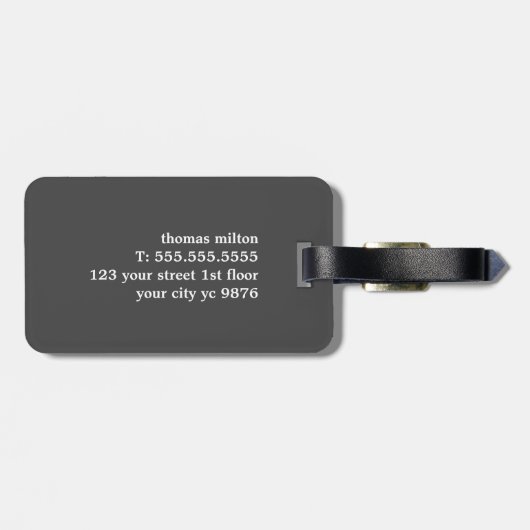 Modern Geometric Grey White Faux Gold Bagagelabel (Achterkant horizontaal)