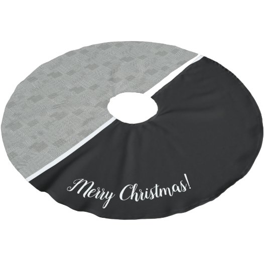Modern Geometric Houndstooth Pattern Zwart wit Kerstboom Rok (Gekanteld)