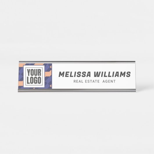 Modern Geometric Interlocking Pattern  Bureau Naambordje (Voorkant)