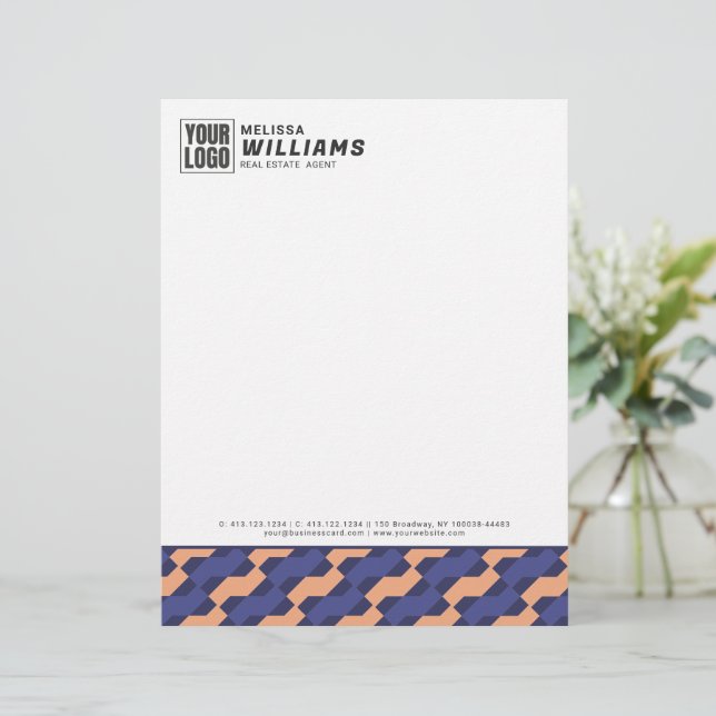 Modern Geometric Interlocking Pattern Letterhead Briefhoofd (Staand voorkant)