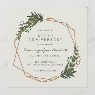 Modern Geometric Lijst Greenery Death Jubileum Kaart