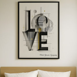 Modern Geometric LOVE Typography Abstract Art Poster