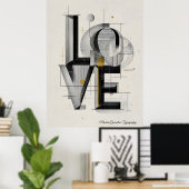 Modern Geometric LOVE Typography Abstract Art Poster (Thuiskantoor)