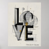 Modern Geometric LOVE Typography Abstract Art Poster (Voorkant)