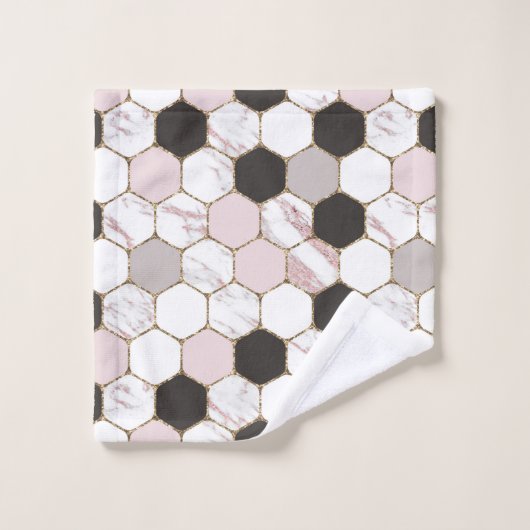 Modern Geometric Marble Hexagon Pattern Bad Handdoek (Wasdoekje)