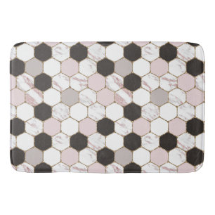 Modern Geometric Marble Hexagon Pattern Badmat