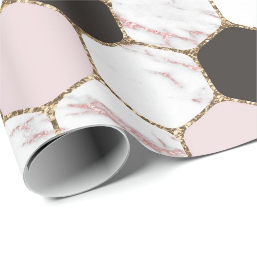 Modern Geometric Marble Hexagon Pattern Cadeaupapier (Rol Hoek)