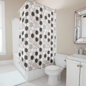Modern Geometric Marble Hexagon Pattern Douchegordijn (In situ)