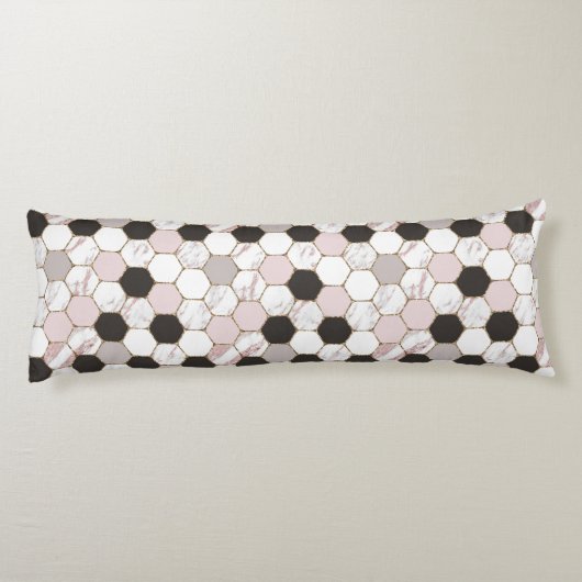 Modern Geometric Marble Hexagon Pattern Lichaamskussen (Achterkant)
