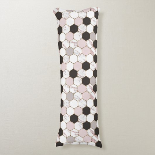 Modern Geometric Marble Hexagon Pattern Lichaamskussen (Voorkant Verticaal)