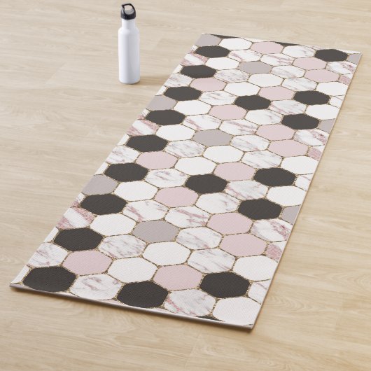 Modern Geometric Marble Hexagon Pattern Yogamat (In situ)