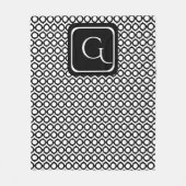 Modern Geometric Monogram Black White Fleece Deken (Voorkant)