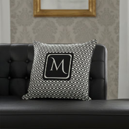 Modern Geometric Monogram Black White Kussen