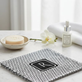 Modern Geometric Monogram Black White Washandje