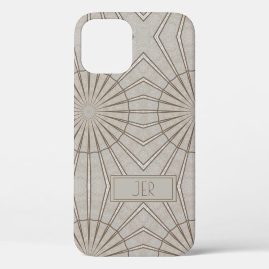 Modern Geometric Monogrammed Sleek Stijlvol Bruin Case-Mate iPhone Case (Achterkant)