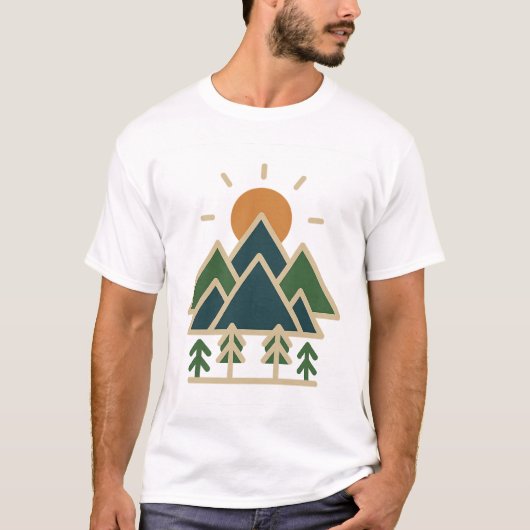 Modern Geometric Mountains Adventure T-shirt | Min (Voorkant)